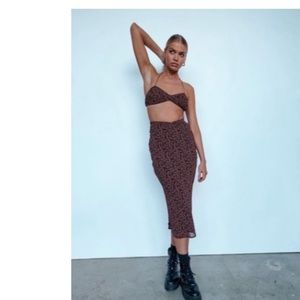 Jagger & Stone Ditsy Red Black Floral Strappy Triangle Halter Bra Crop Top US12